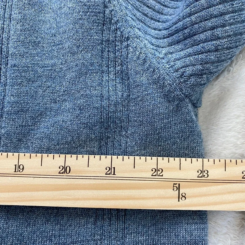 Alfani Ribbed Knit V-Neck Merino Wool Sweater Men XL Blue Preppy 90s Grandpacore